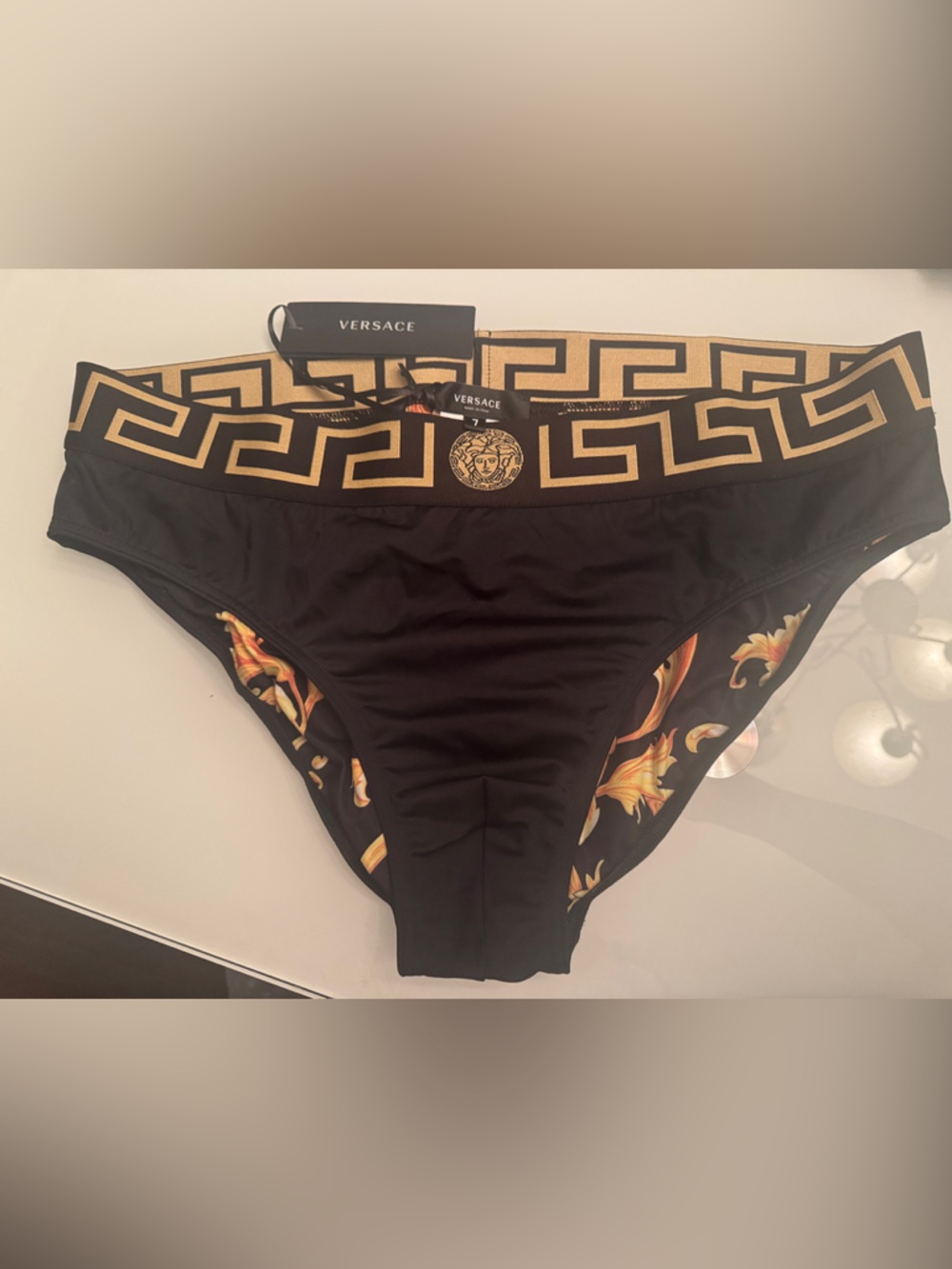 Versace Black and Gold Baroque Hipster Bikini Bottom